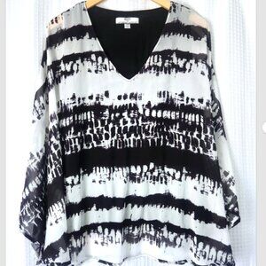 Hilary Radley Shirt Large Batwing Katherine Barclay Knit & Woven Poncho …